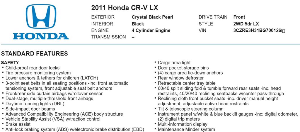 2011 Honda CR-V LX 21