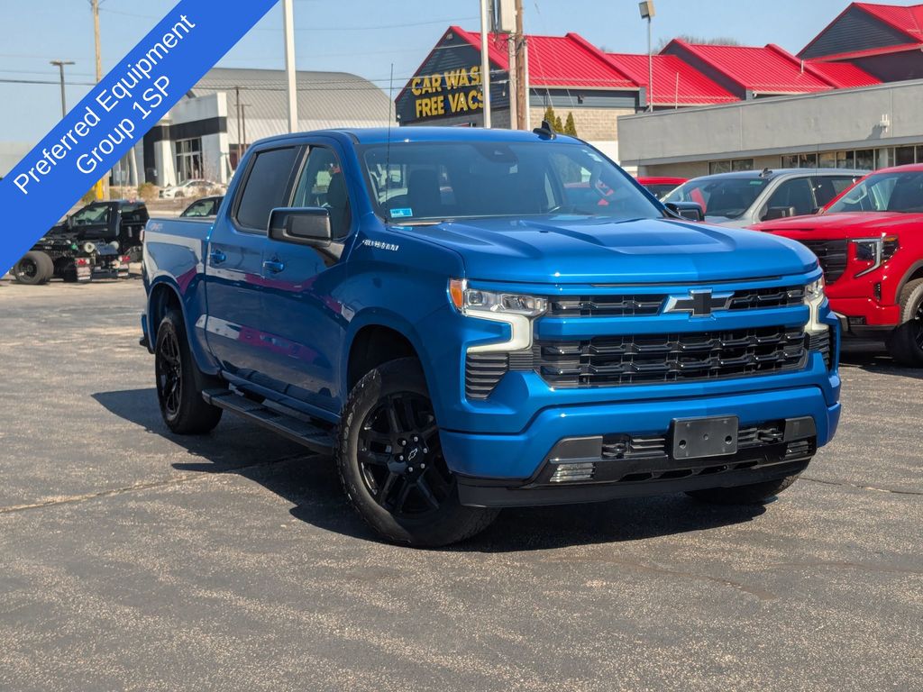 Glacier Blue Metallic 2023 Chevrolet Silverado 1500 RST Crew Cab 4WD Pickup Truck Four-Wheel Drive 8-Speed Automatic