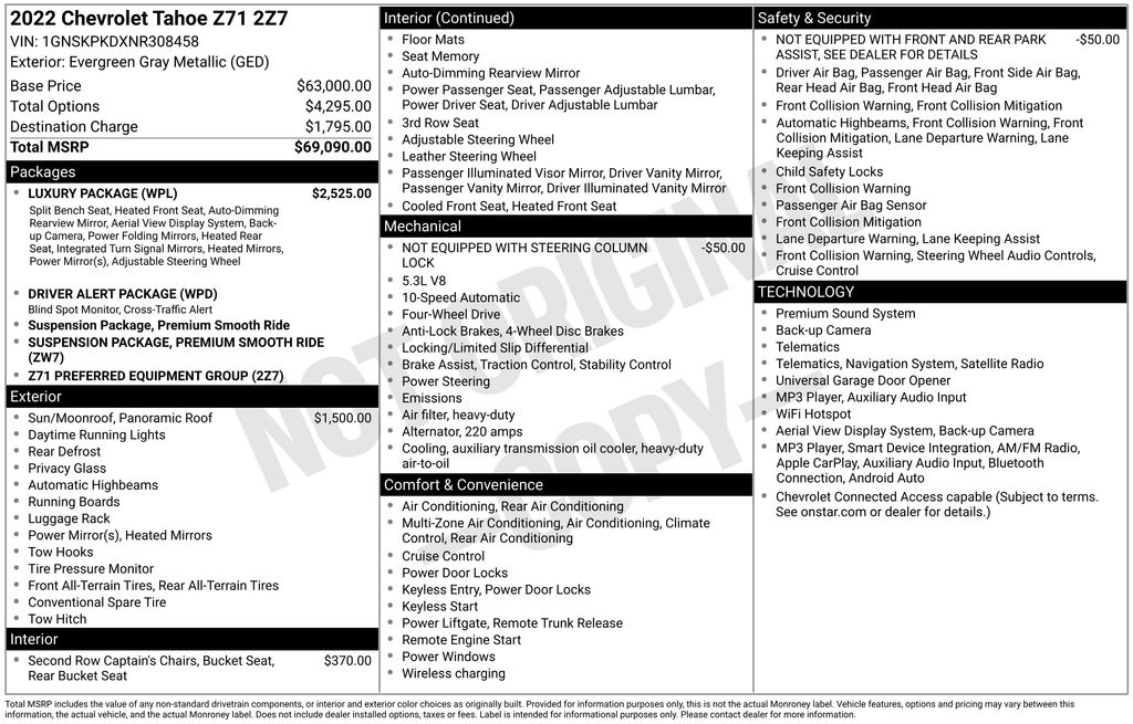 2022 Chevrolet Tahoe Z71 Gray at Klick Lewis Buick Chevrolet