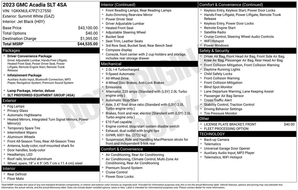 Used 2023 White GMC SLT image 72