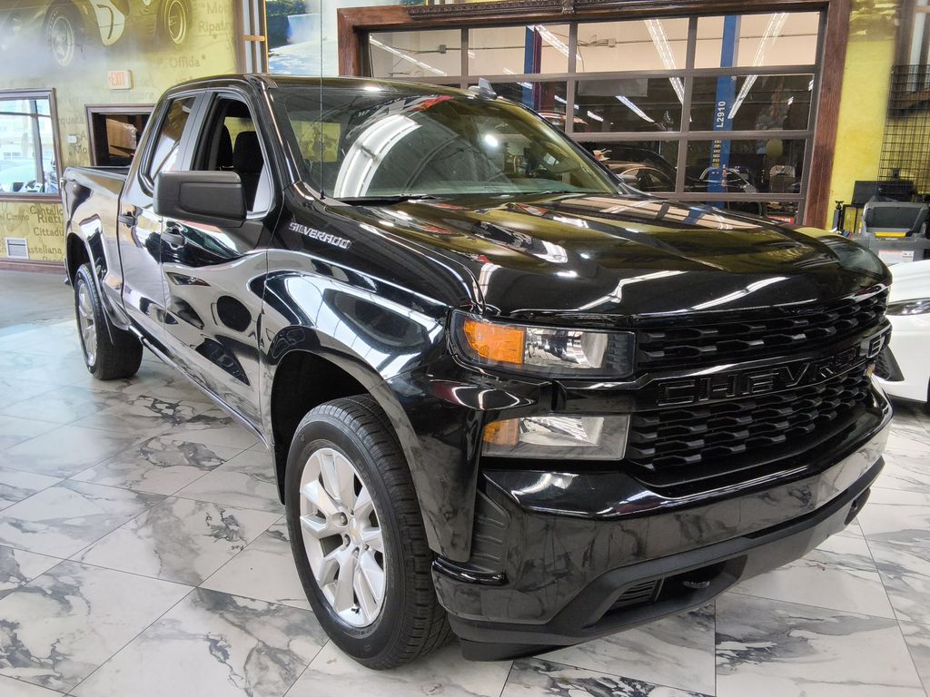 Black 2021 Chevrolet Silverado 1500 Custom Double Cab 4WD Pickup Truck Four-Wheel Drive 8-Speed Automatic