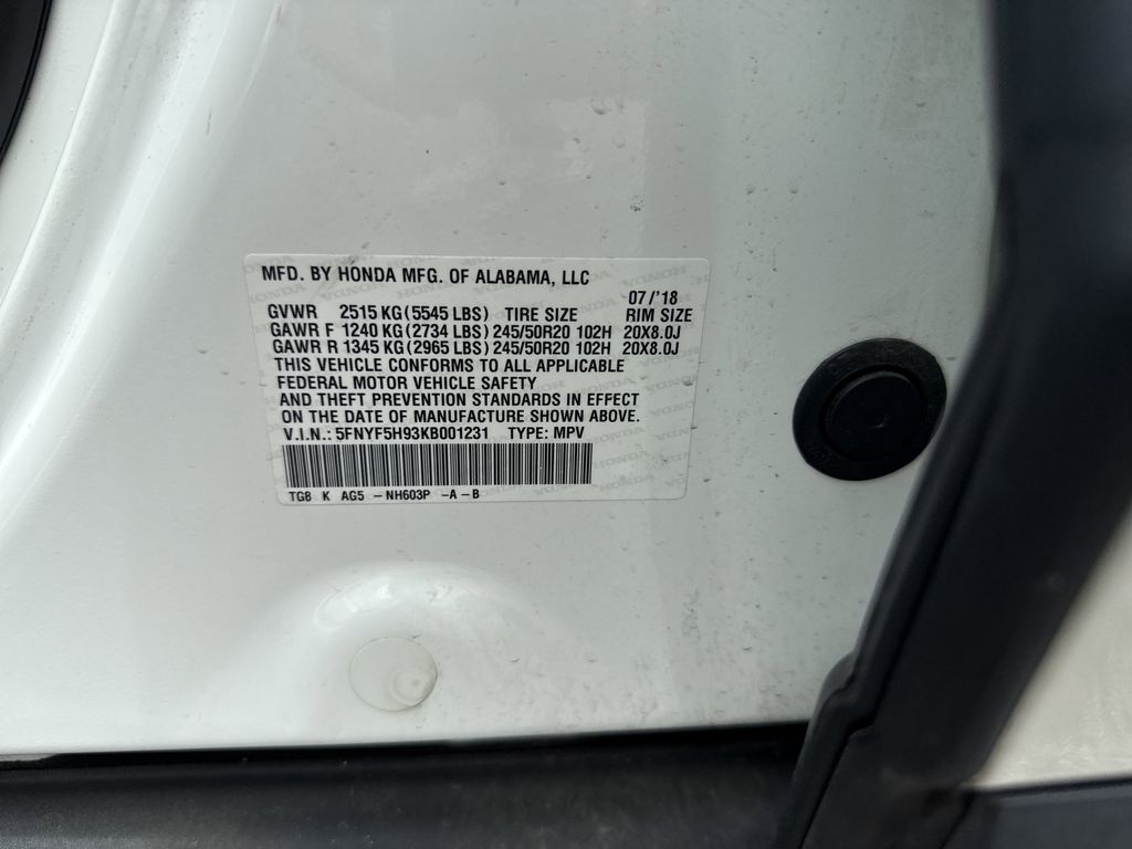 2019 Honda Pilot Touring  at Gullo Toyota