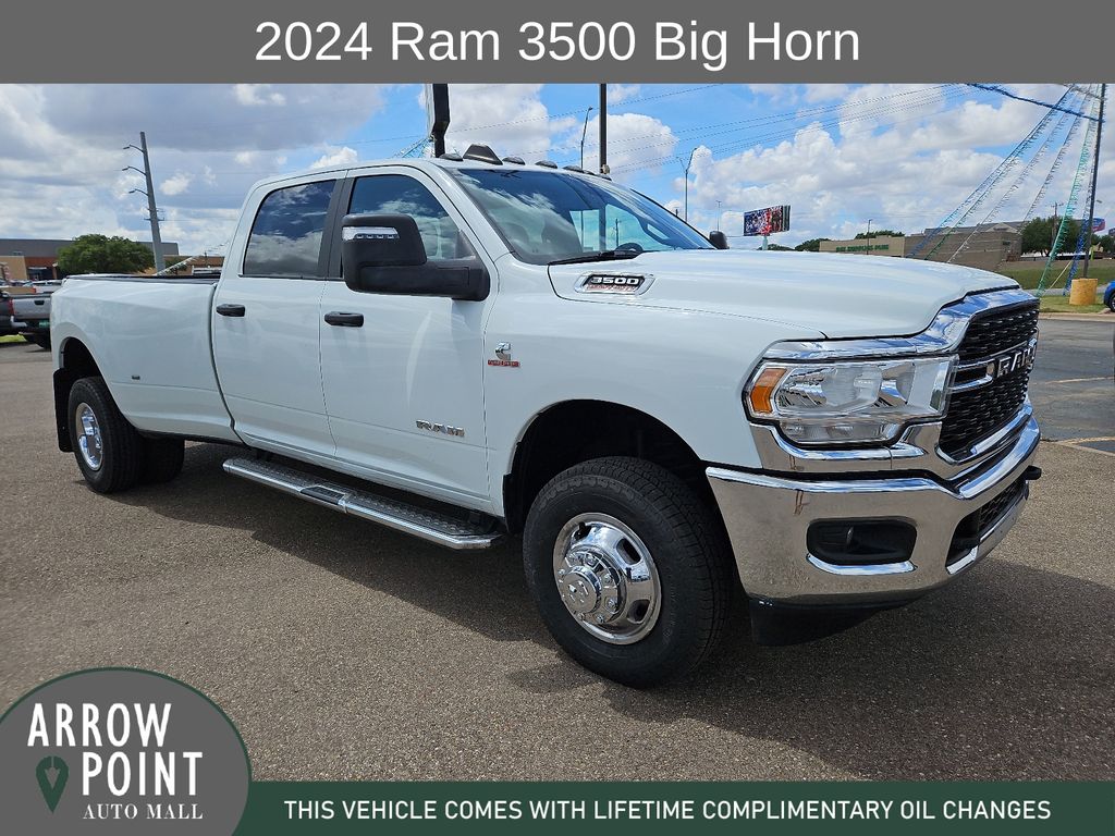 Bright White Clearcoat 2024 RAM 3500 Big Horn Crew Cab LB DRW 4WD Pickup Truck Four-Wheel Drive 6-Speed Automatic