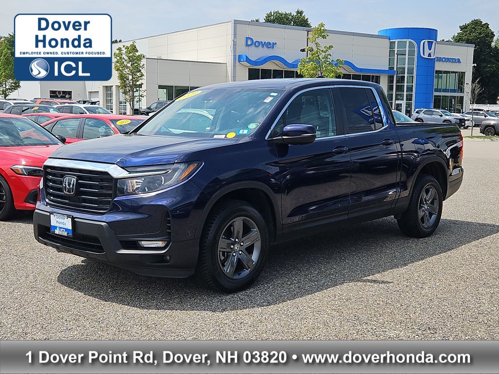 Black (Obsidian Blue Pearl) 2023 Honda Ridgeline Pickup Truck All-Wheel Drive 9-Speed Automatic