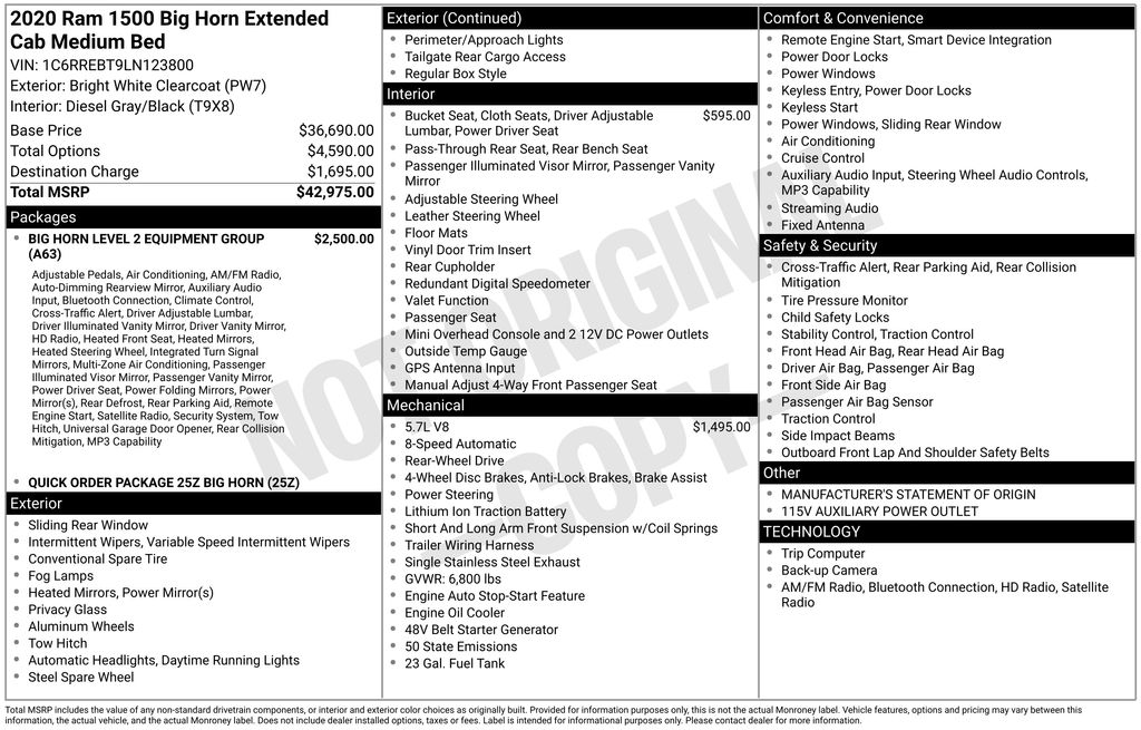 2020 RAM 1500 Big Horn Quad Cab RWD