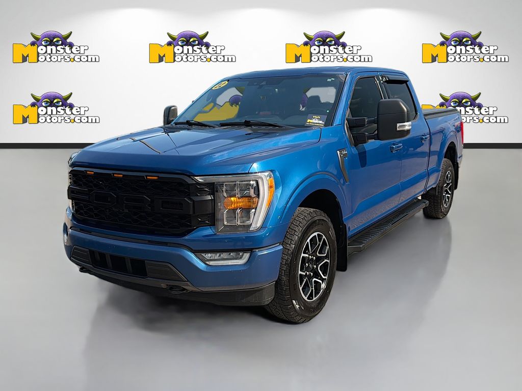 Blue 2022 Ford F-150 Pickup Truck Four-Wheel Drive Automatic