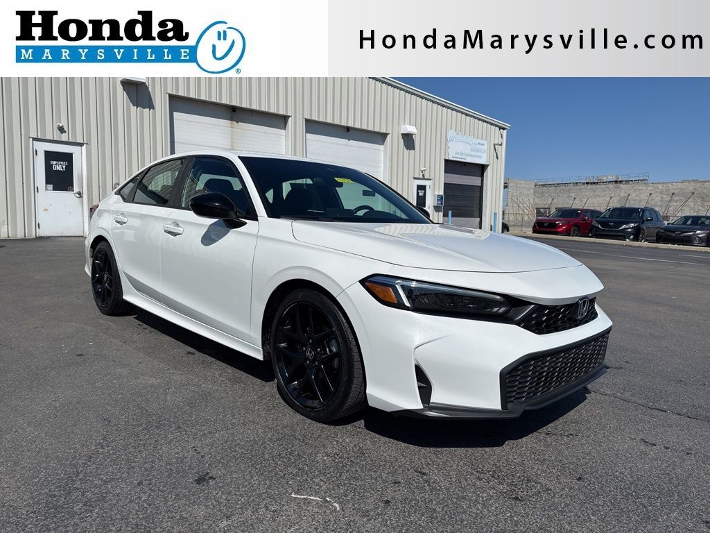 Platinum White Pearl 2025 Honda Civic Sport FWD Sedan Front-Wheel Drive Continuously Variable Transmission