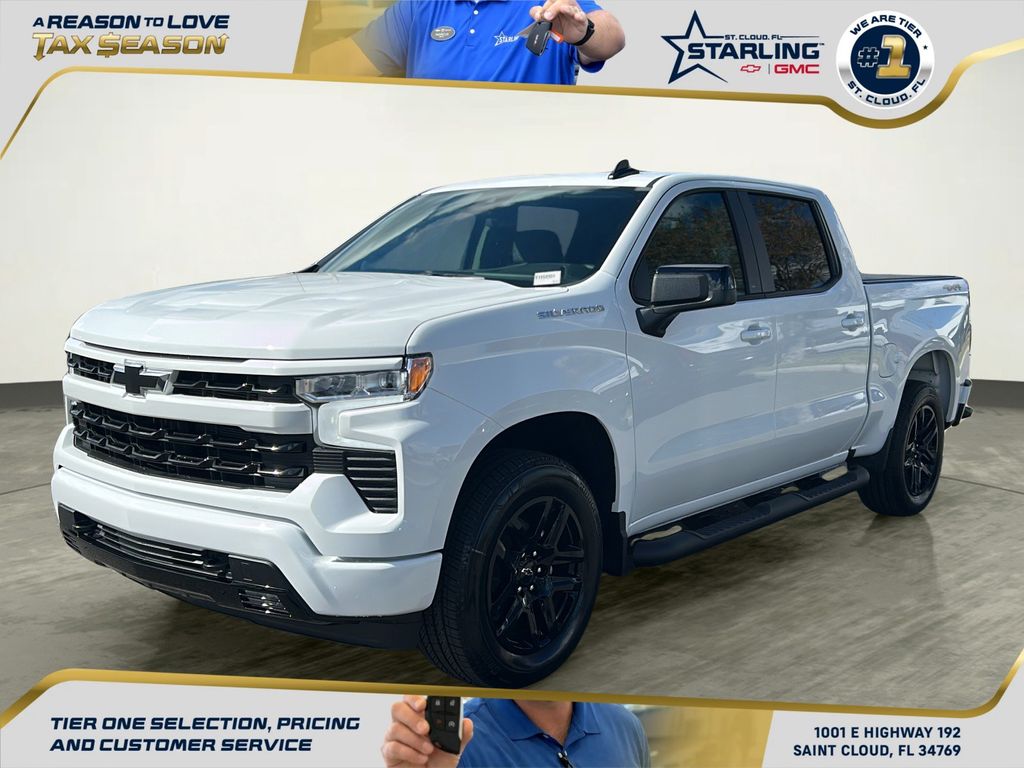 Summit White 2026 Chevrolet Silverado 1500 RST Crew Cab 4WD Pickup Truck Four-Wheel Drive Automatic