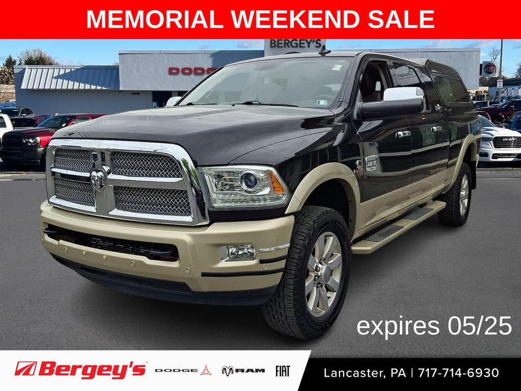 Brilliant Black Crystal Pearlcoat 2016 RAM 2500 Laramie Longhorn Mega Cab 4WD Pickup Truck Four-Wheel Drive 6-Speed Automatic