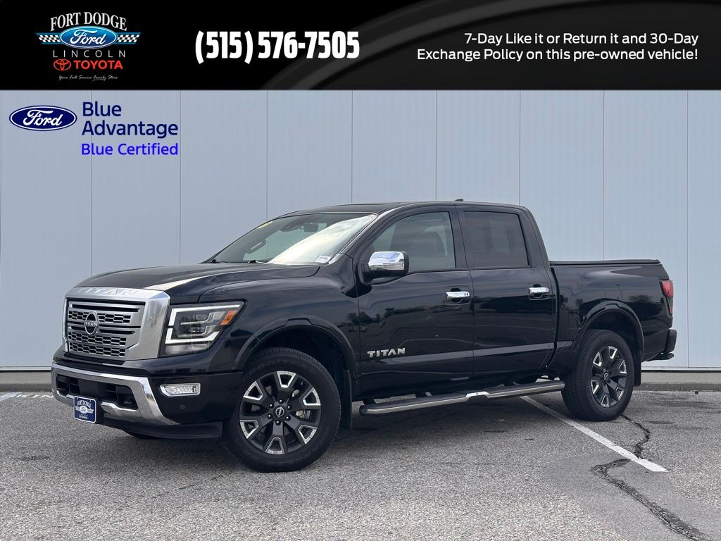 Super Black 2024 Nissan Titan Platinum Reserve Crew Cab 4WD Pickup Truck Four-Wheel Drive 9-Speed Automatic