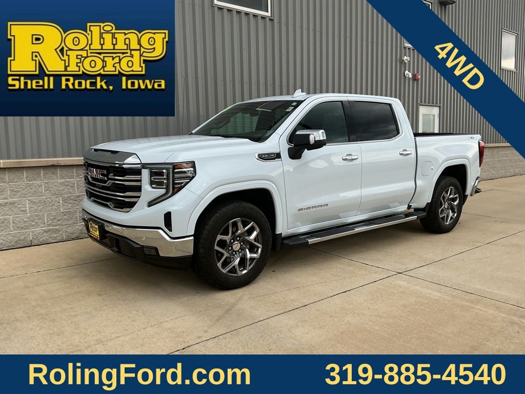 Glacier White Tricoat 2026 GMC Sierra 1500 SLT Crew Cab 4WD Pickup Truck Four-Wheel Drive Automatic
