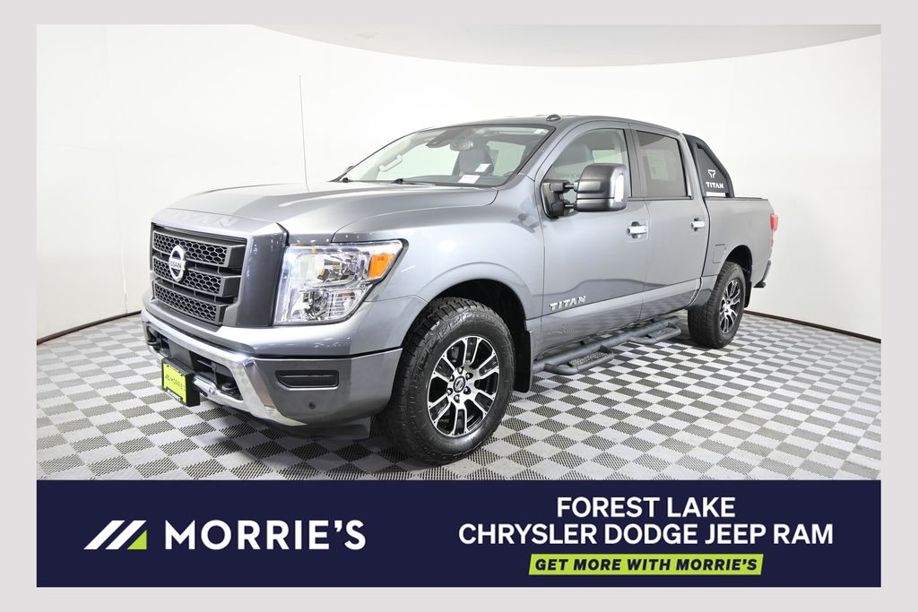 Gray (Gun Metallic) 2021 Nissan Titan Pickup Truck Four-Wheel Drive 9-Speed Automatic