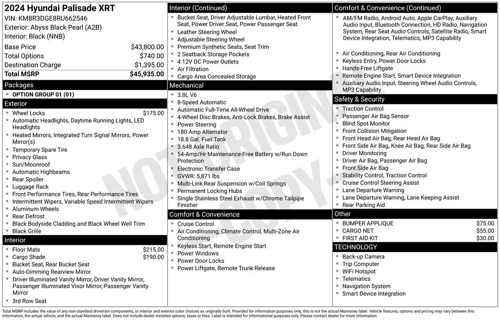 2024 Hyundai Palisade XRT Black at South Hills Kia