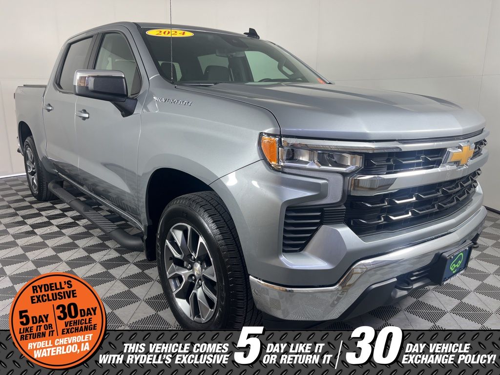 Sterling Gray Metallic 2024 Chevrolet Silverado 1500 LT Crew Cab 4WD Pickup Truck Four-Wheel Drive 8-Speed Automatic