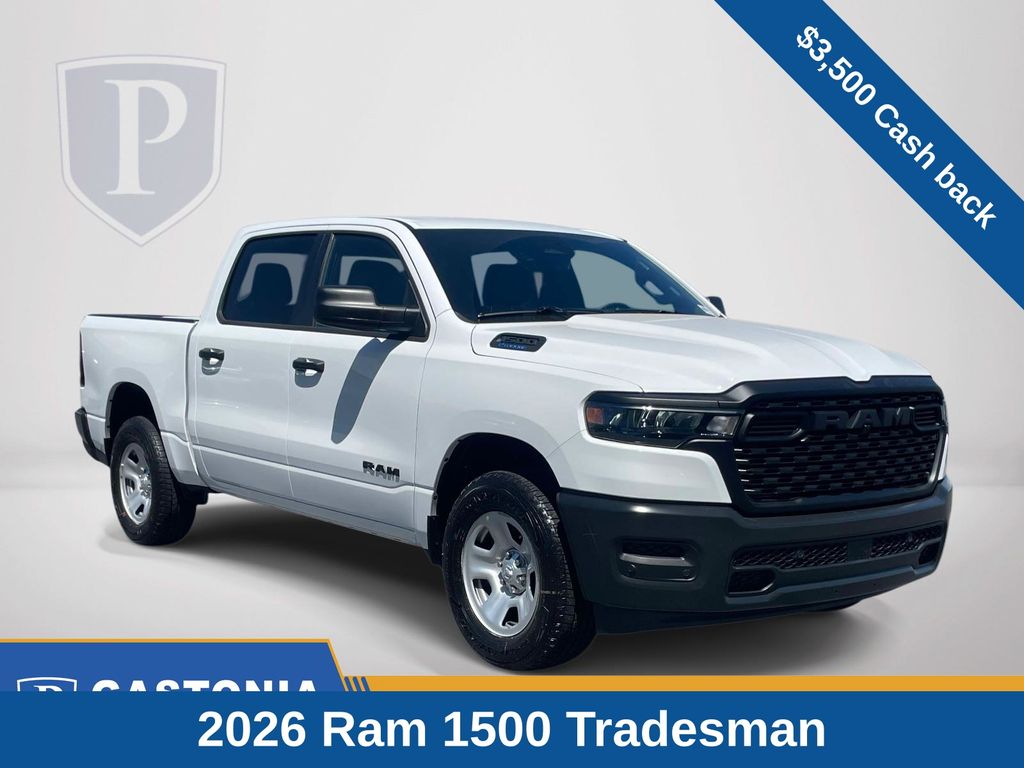 Bright White Clearcoat 2026 RAM 1500 Tradesman Crew Cab 4WD Pickup Truck Four-Wheel Drive 8-Speed Automatic