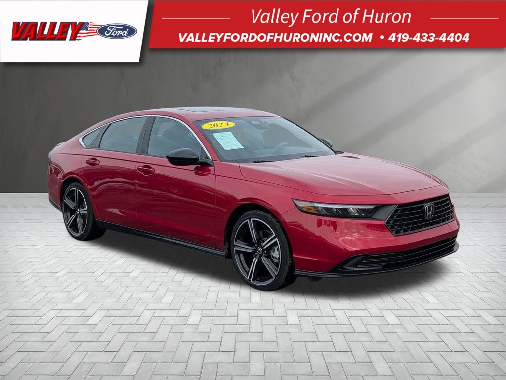 Red 2024 Honda Accord Hybrid Sport FWD Sedan Front-Wheel Drive Continuously Variable Transmission