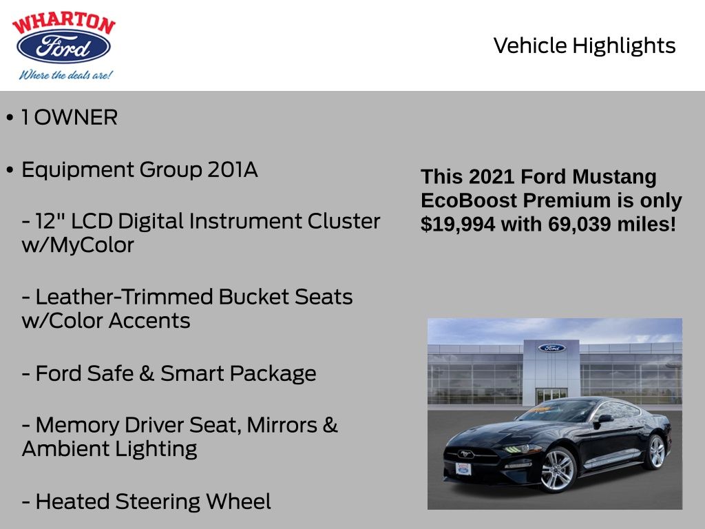 2021 Ford Mustang EcoBoost Premium Blue at Wharton Ford