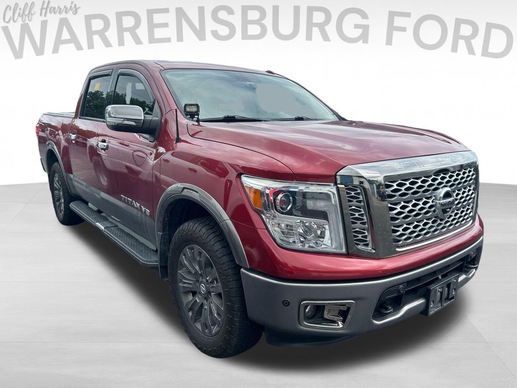 Cayenne Red Metallic 2019 Nissan Titan Pickup Truck Four-Wheel Drive 7-Speed Automatic