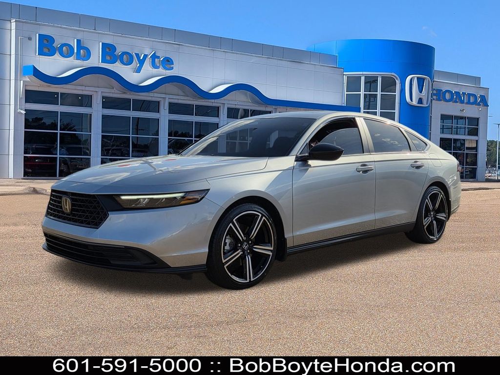 Silver 2025 Honda Accord Hybrid Sedan Front-Wheel Drive Continuously Variable Transmission