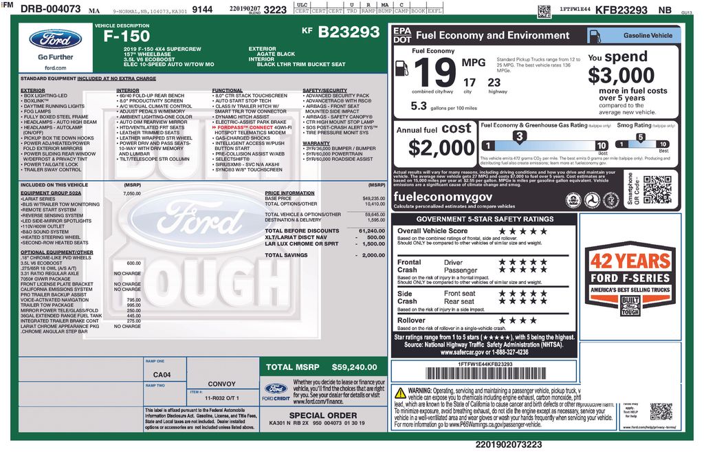 Used 2019 Black Ford Lariat image 2