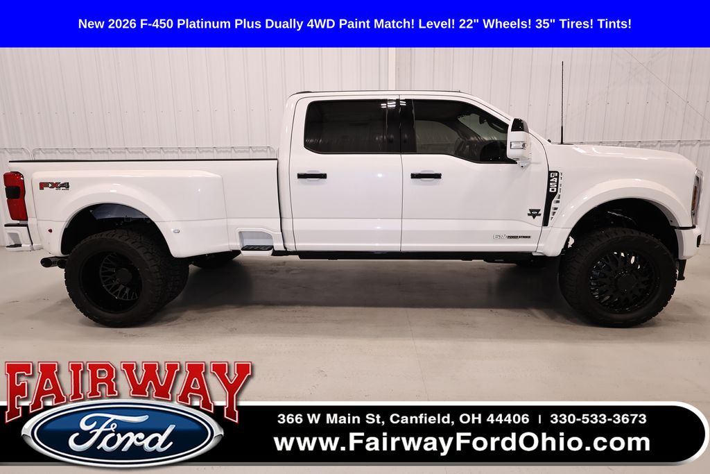 Star White Metallic Tri-Coat 2026 Ford F-450 Super Duty Platinum Crew Cab LB DRW 4WD Pickup Truck Four-Wheel Drive Automatic