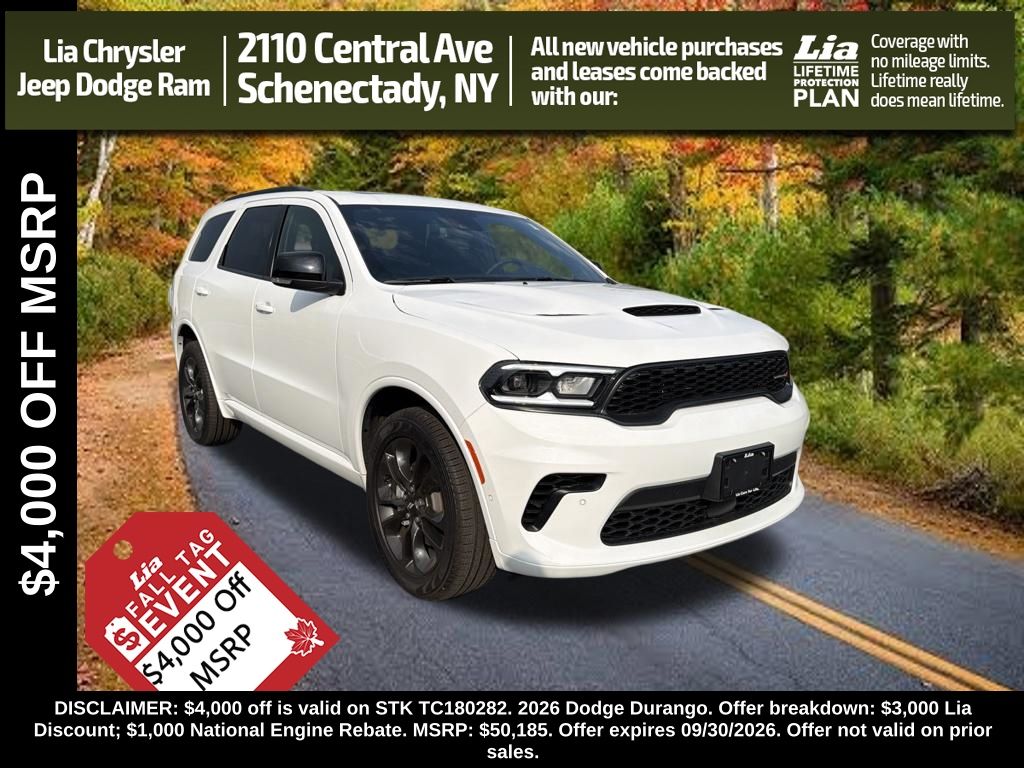 White Knuckle Clearcoat 2026 Dodge Durango SUV / Crossover All-Wheel Drive 8-Speed Automatic