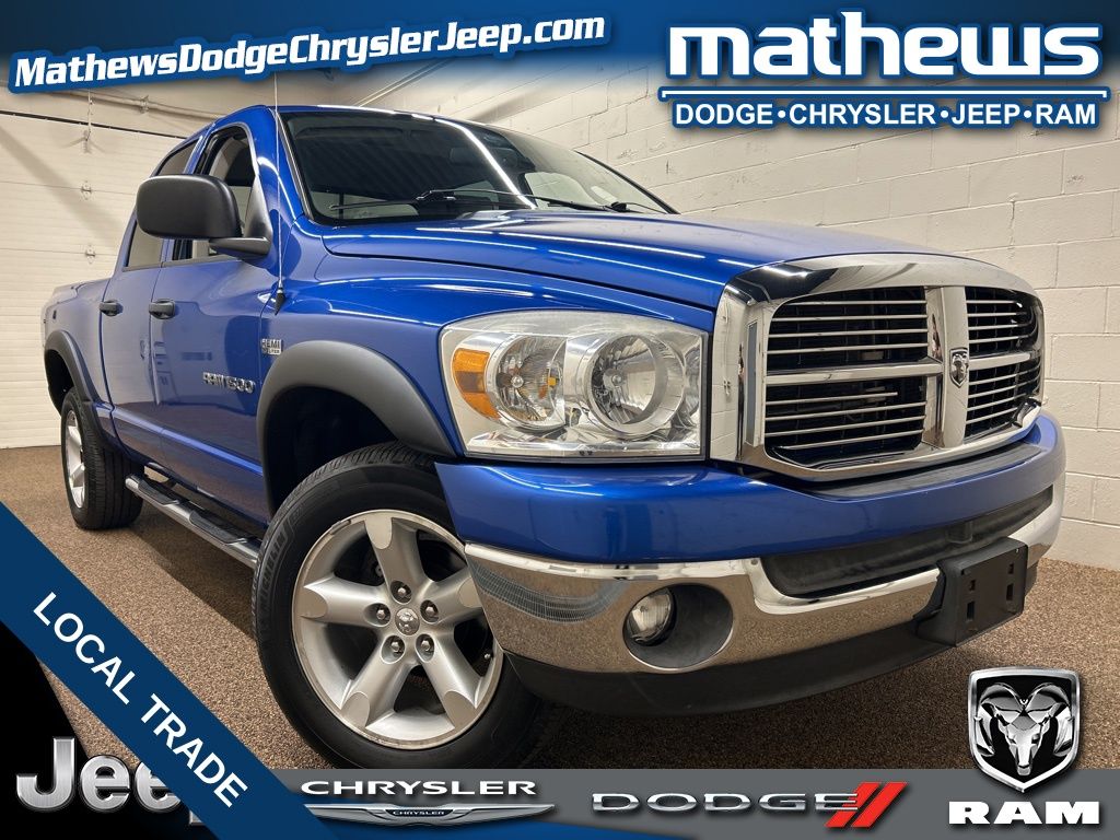 Electric Blue Pearl 2007 Dodge RAM 1500 SLT Quad Cab 4WD Pickup Truck Four-Wheel Drive 5-Speed Automatic