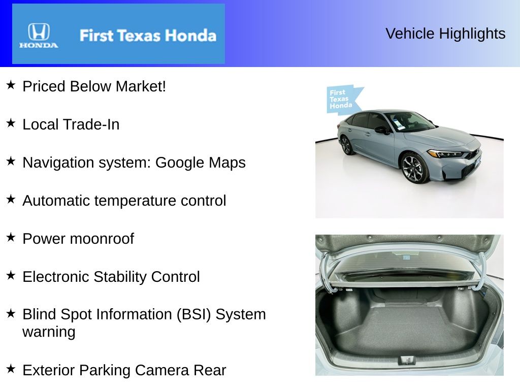 Used Car 2025 Honda Civic Hybrid  Sport Touring For Sale Under $30,000 In Austin, Texas