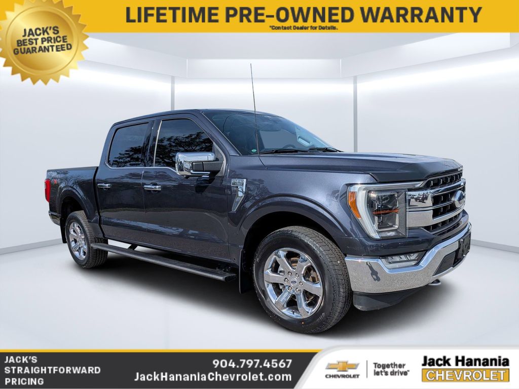 Gray 2021 Ford F-150 Lariat SuperCrew 4WD Pickup Truck Four-Wheel Drive Automatic