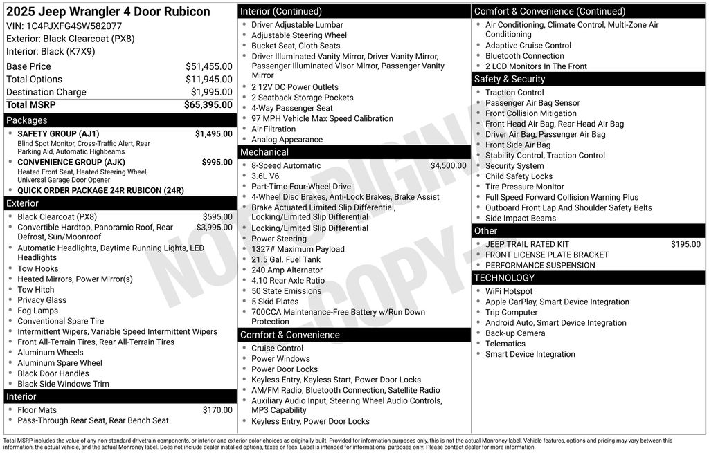 New Car 2025 Jeep Wrangler  Rubicon For Sale Under $70,000 In Austin, Texas