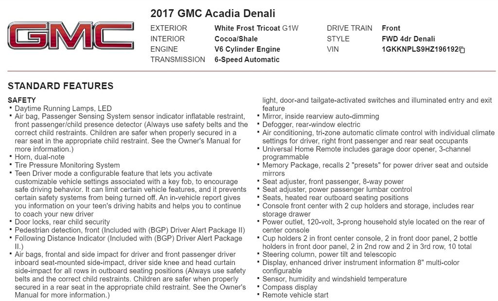 2017 GMC Acadia Denali 16