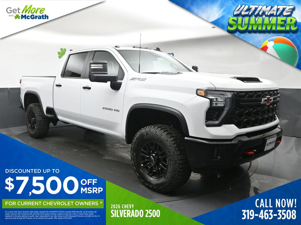 Summit White 2026 Chevrolet Silverado 2500HD ZR2 Crew Cab 4WD Pickup Truck Four-Wheel Drive Automatic