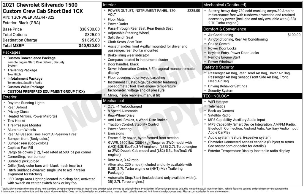 Certified Used 2021 Black Chevrolet Custom image 2