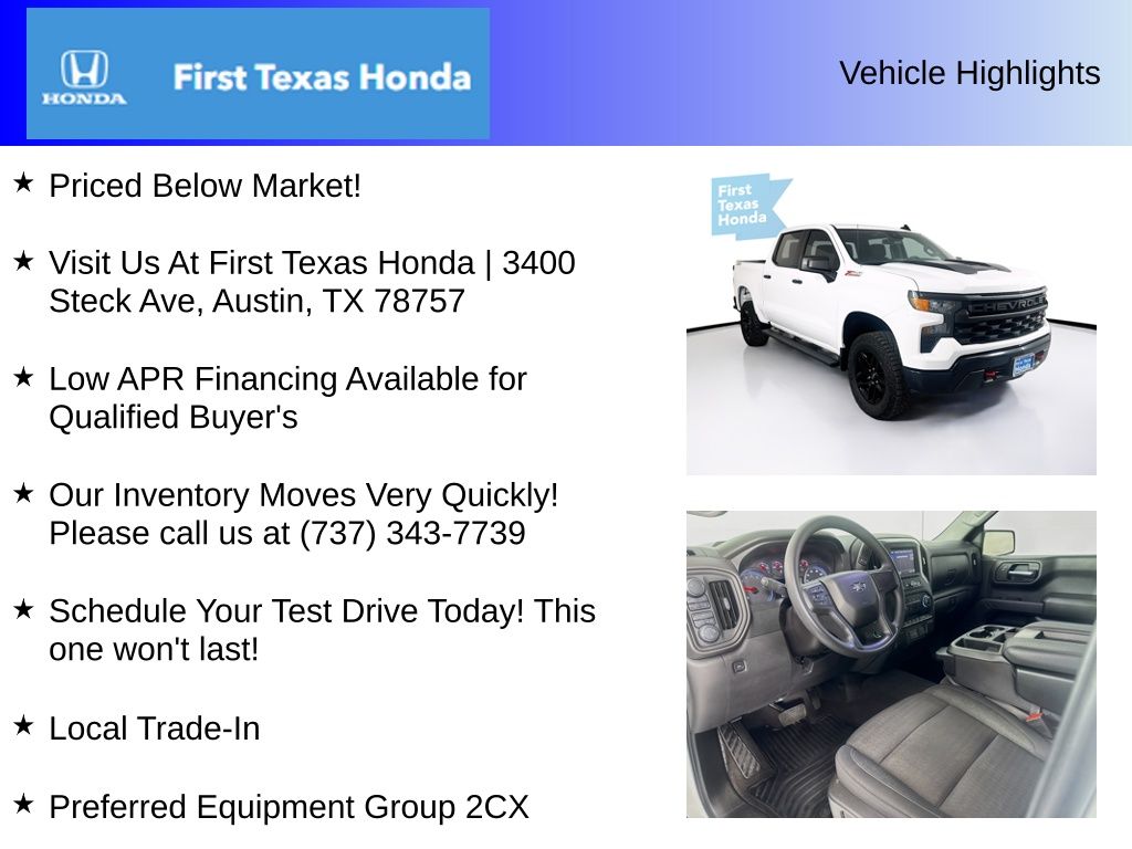 Used Car 2024 Chevrolet Silverado 1500  Custom Trail Boss For Sale Under $50,000 In Austin, Texas
