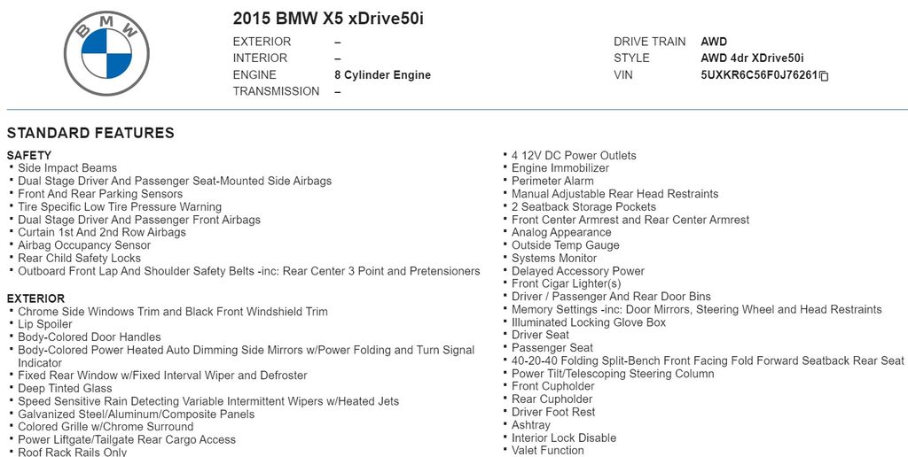 2015 BMW X5 xDrive50i 20