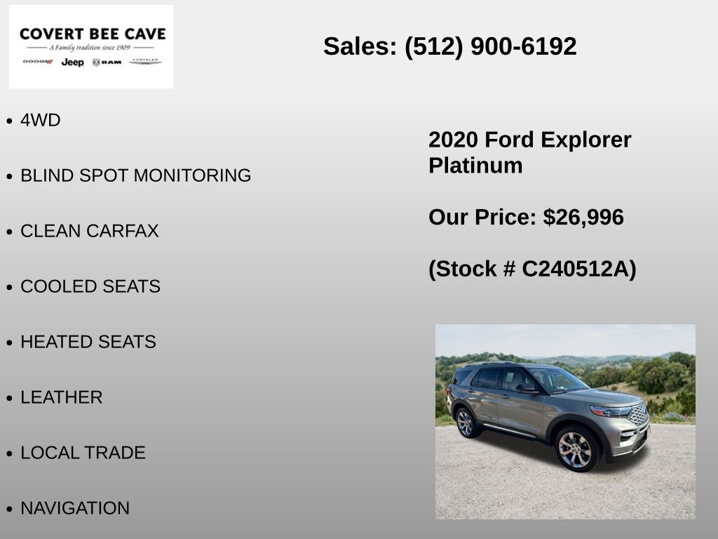 Used Car 2020 Ford Explorer  Platinum For Sale Under $30,000 In Austin, Texas