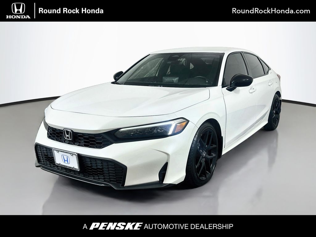 Platinum White 2025 Honda Civic Sedan Front-Wheel Drive Continuously Variable Transmission