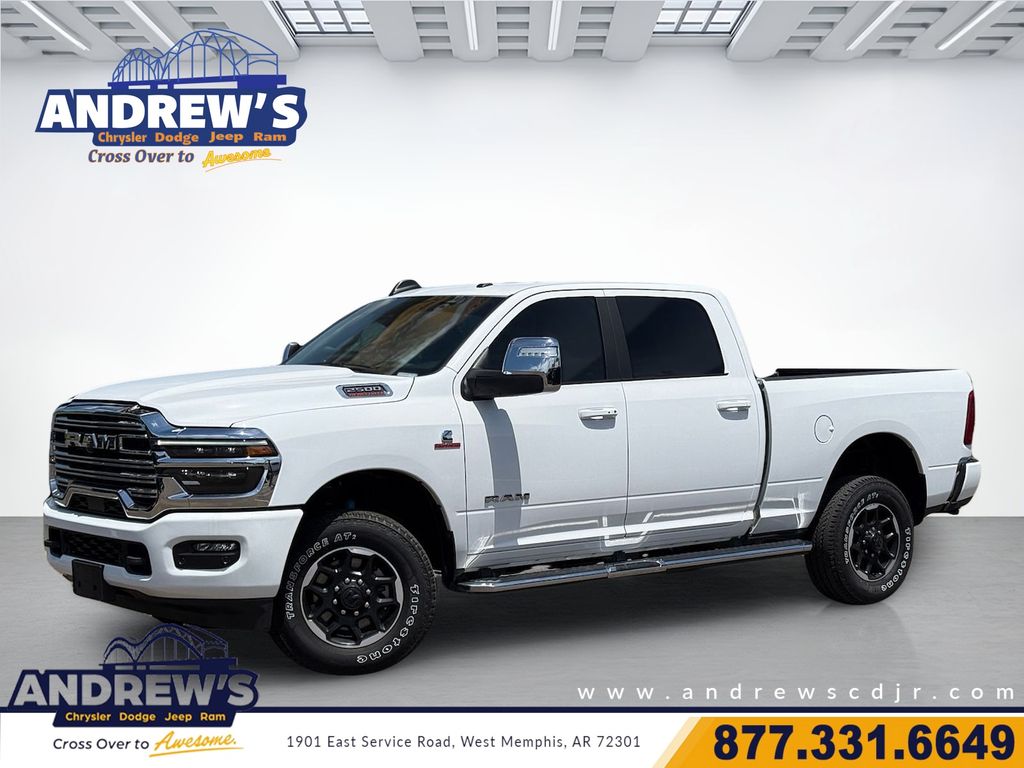 Bright White Clearcoat 2025 RAM 2500 Laramie Crew Cab 4WD Pickup Truck Four-Wheel Drive 8-Speed Automatic