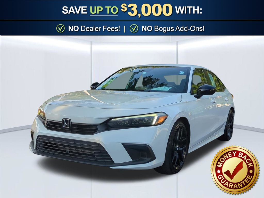 Platinum White 2022 Honda Civic Sedan Front-Wheel Drive Continuously Variable Transmission