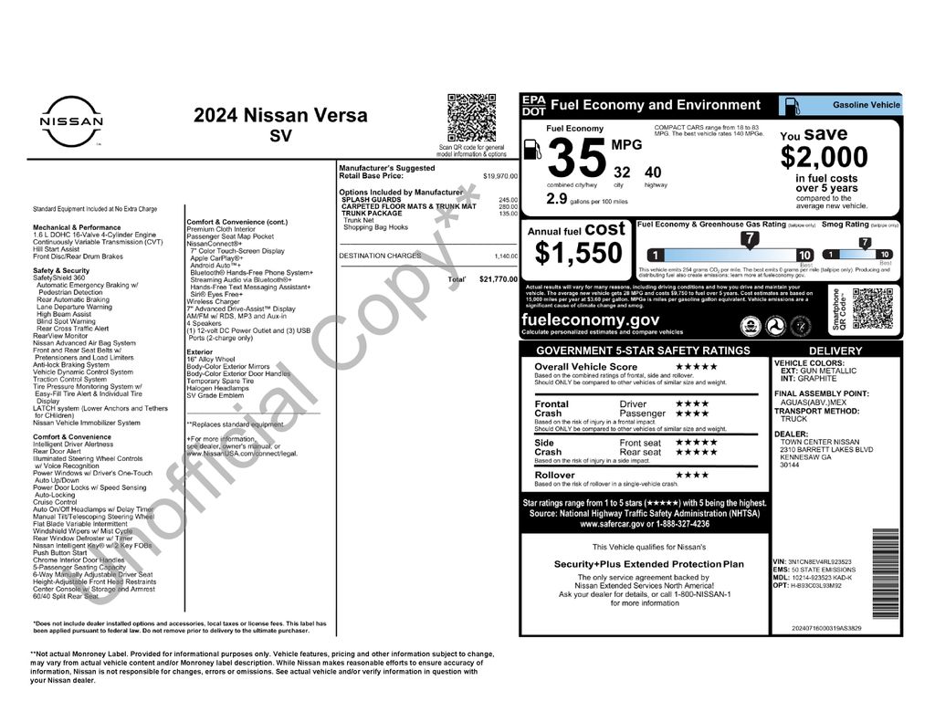 Used 2024 Nissan Versa Sedan