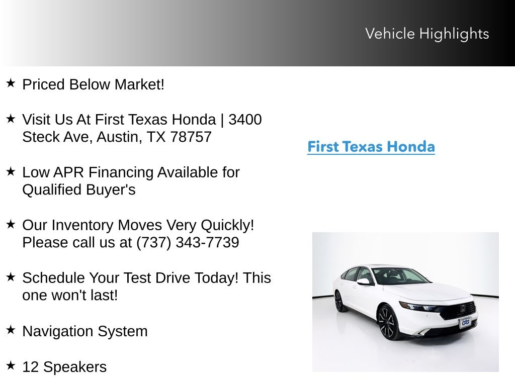 Used Car 2025 Honda Accord Hybrid  Touring For Sale Under $35,000 In Austin, Texas
