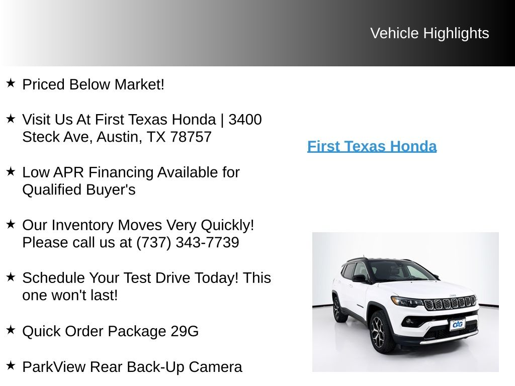 Used Car 2025 Jeep Compass  Limited For Sale Under $25,000 In Austin, Texas