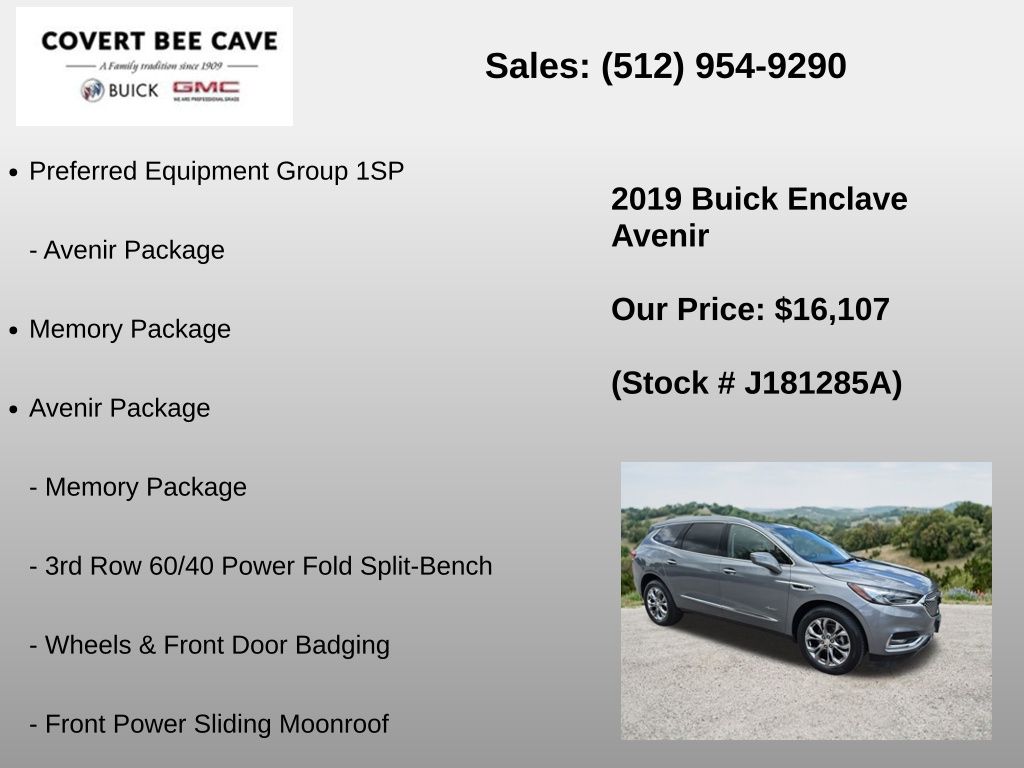 Used Car 2019 Buick Enclave  Avenir For Sale Under $20,000 In Austin, Texas
