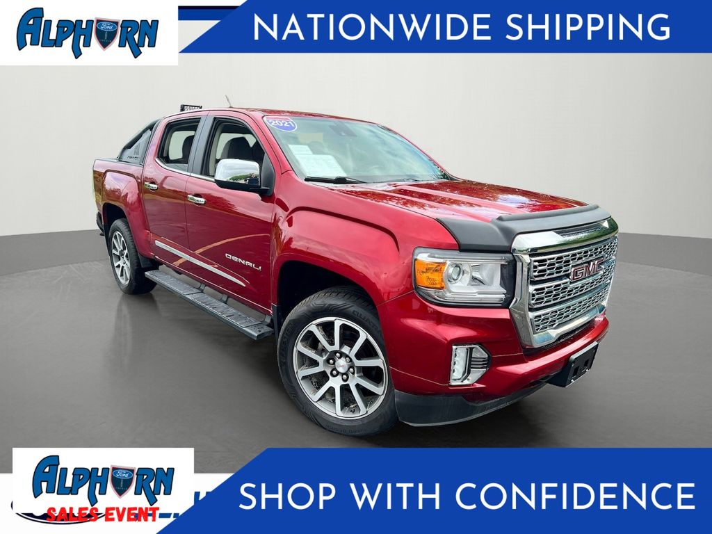Cayenne Red 2021 GMC Canyon Denali Crew Cab 4WD Pickup Truck Four-Wheel Drive 8-Speed Automatic