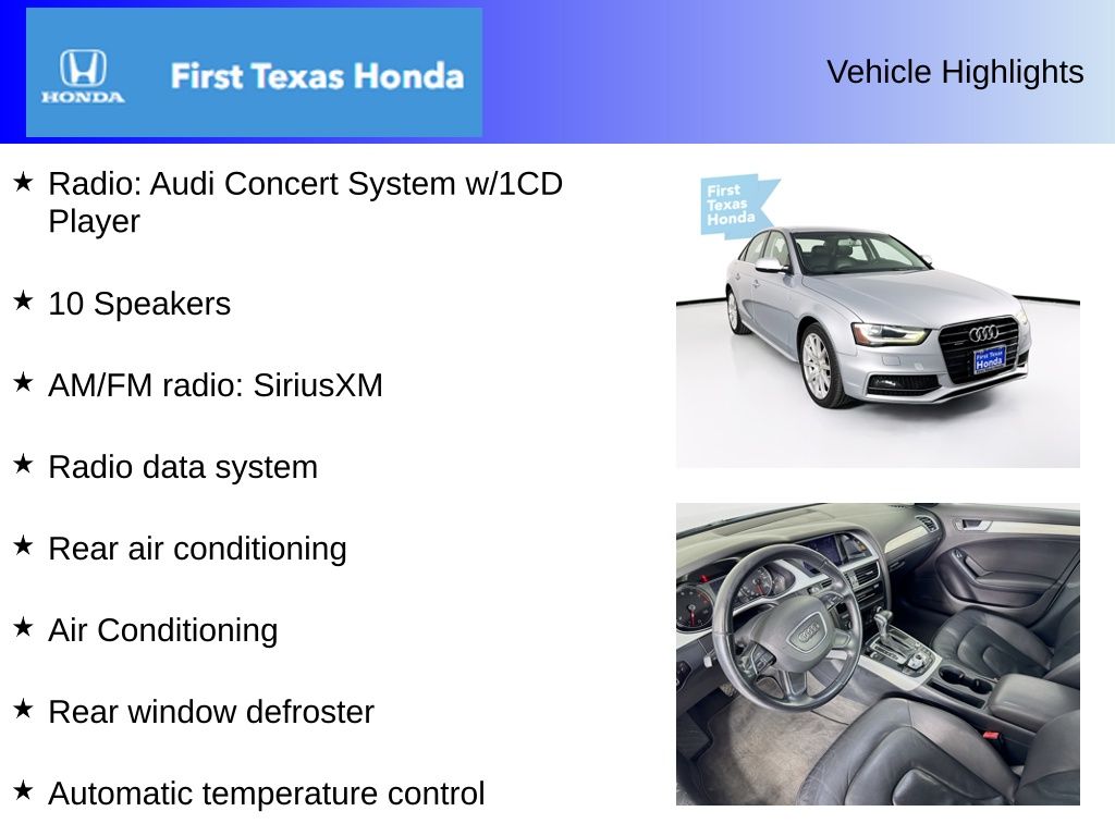 Used Car 2015 Audi A4  2.0t Premium For Sale Under $12,000 In Austin, Texas