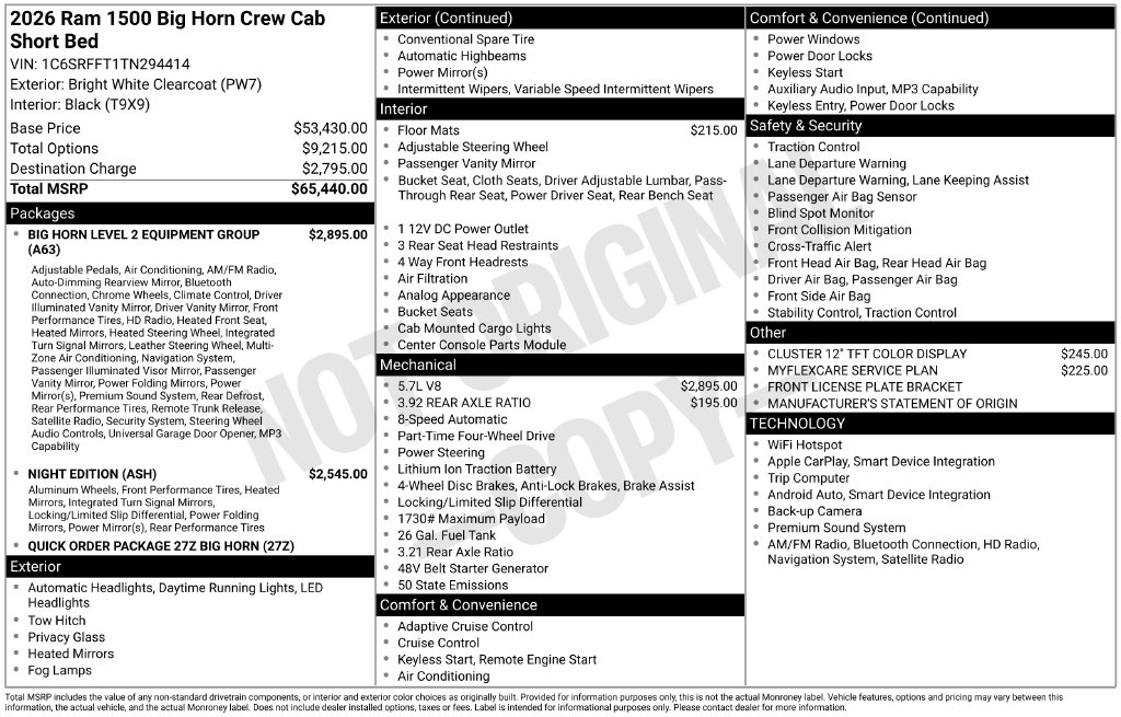 New 2026 Ram 1500 Truck