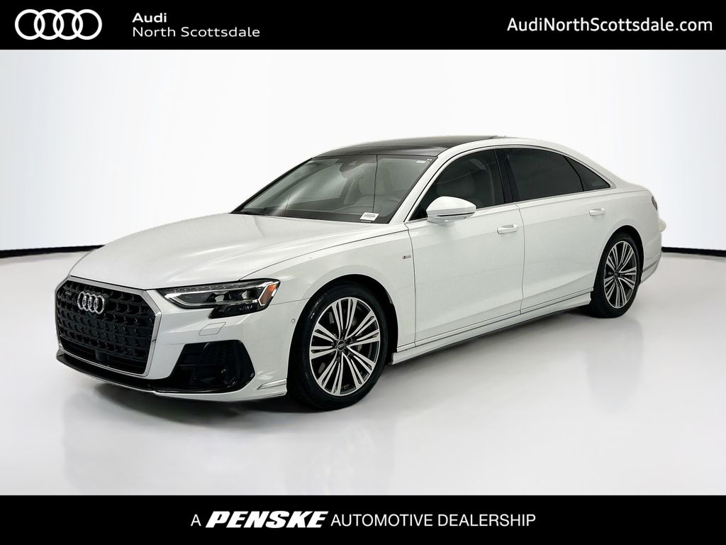 Glacier White Metallic 2023 Audi A8 L quattro 55 TFSI Sedan All-Wheel Drive 8-Speed Automatic
