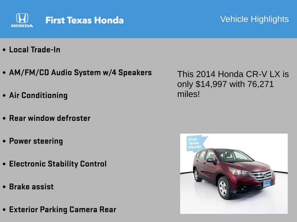 2014 Honda Cr-v  Lx In Austin, Texas