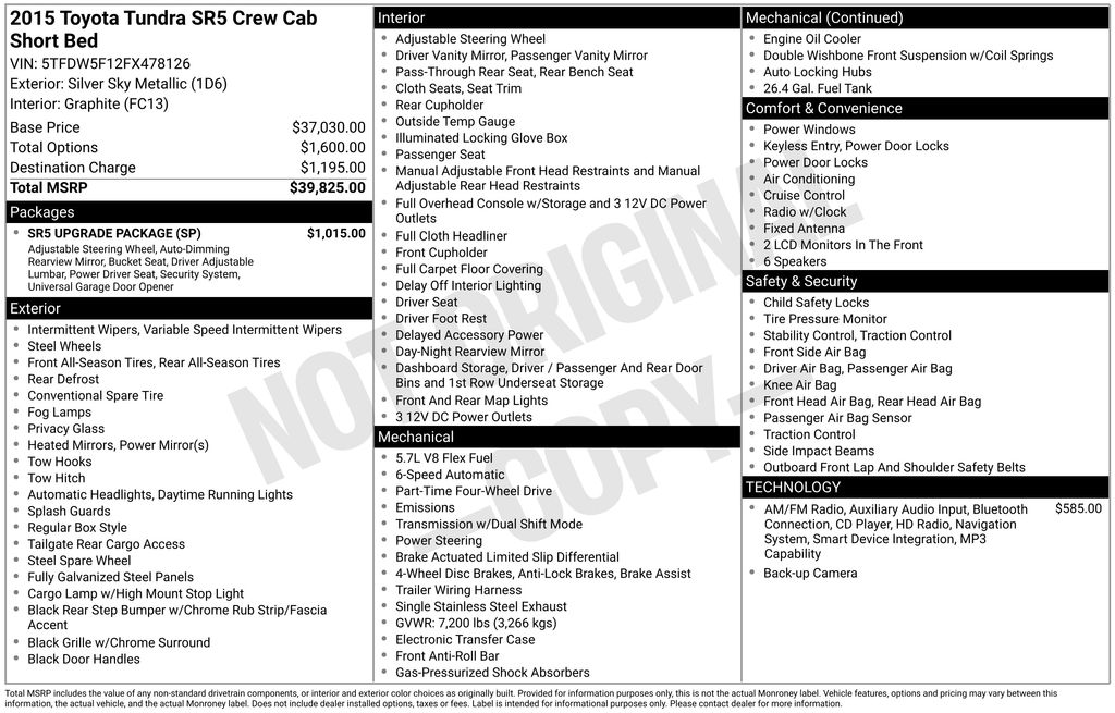 Used Car 2015 Toyota Tundra  For Sale Under $25,000 In Austin, Texas