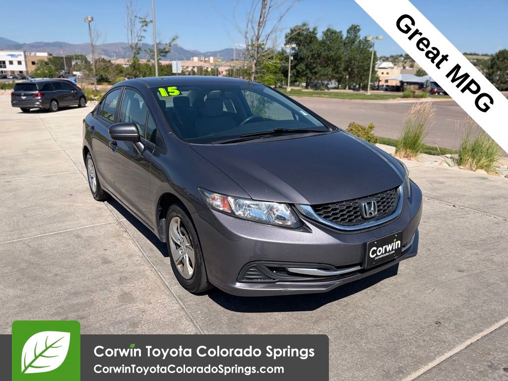 Gray (Modern Steel Metallic) 2015 Honda Civic Sedan Front-Wheel Drive Continuously Variable Transmission